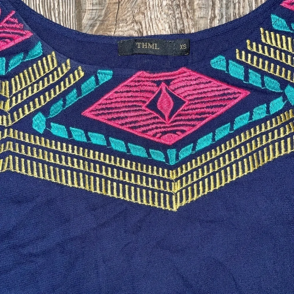THML Navy Embroidered Sleeveless Top - Picture 2 of 6